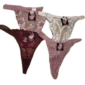 Vintage Y2K Women's Evelyn Double String THONG Panties Medium  Lot - 4 pairs NWT